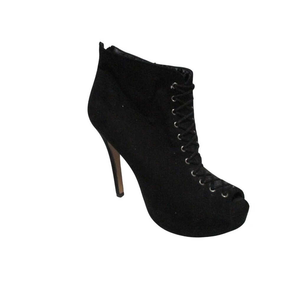 *Rock Republic Black Suede Bootie Front Lace-Up - 7.5M